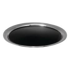 Plateau rond anti-dérapant noir/inox - 30,5cm